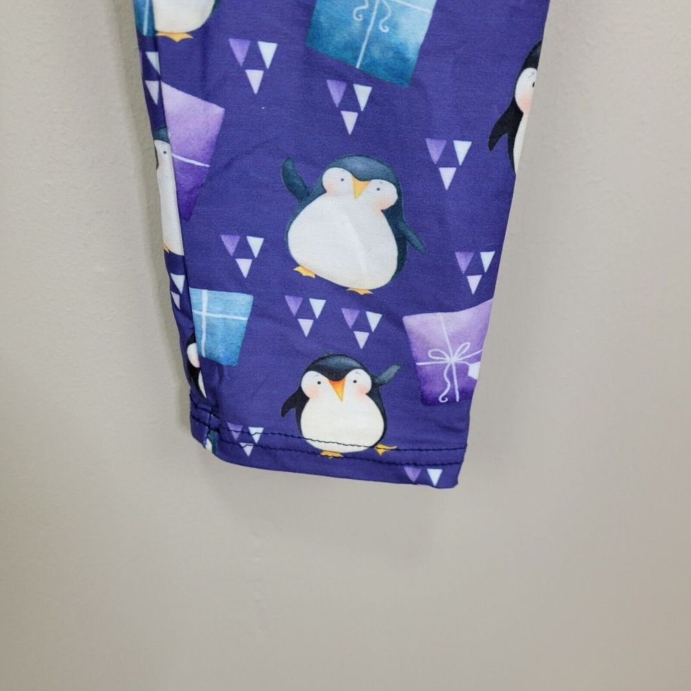 Purple Penguin Jam Polyester Spandex Ankle Leggings One Size Fits All - Picture 4 of 8
